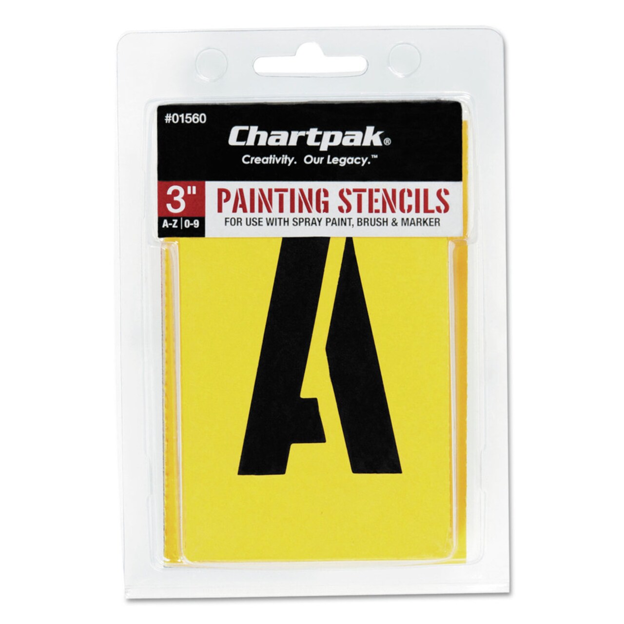 Chartpak 3 in. A-Z Set/0-9 Professional Lettering/Painting Stencils - Manila (1-Set)